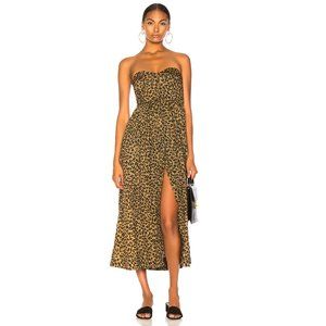 Mara Hoffman Mercedes Dress Distressed Sage Brown Leopard Cheetah Animal Print